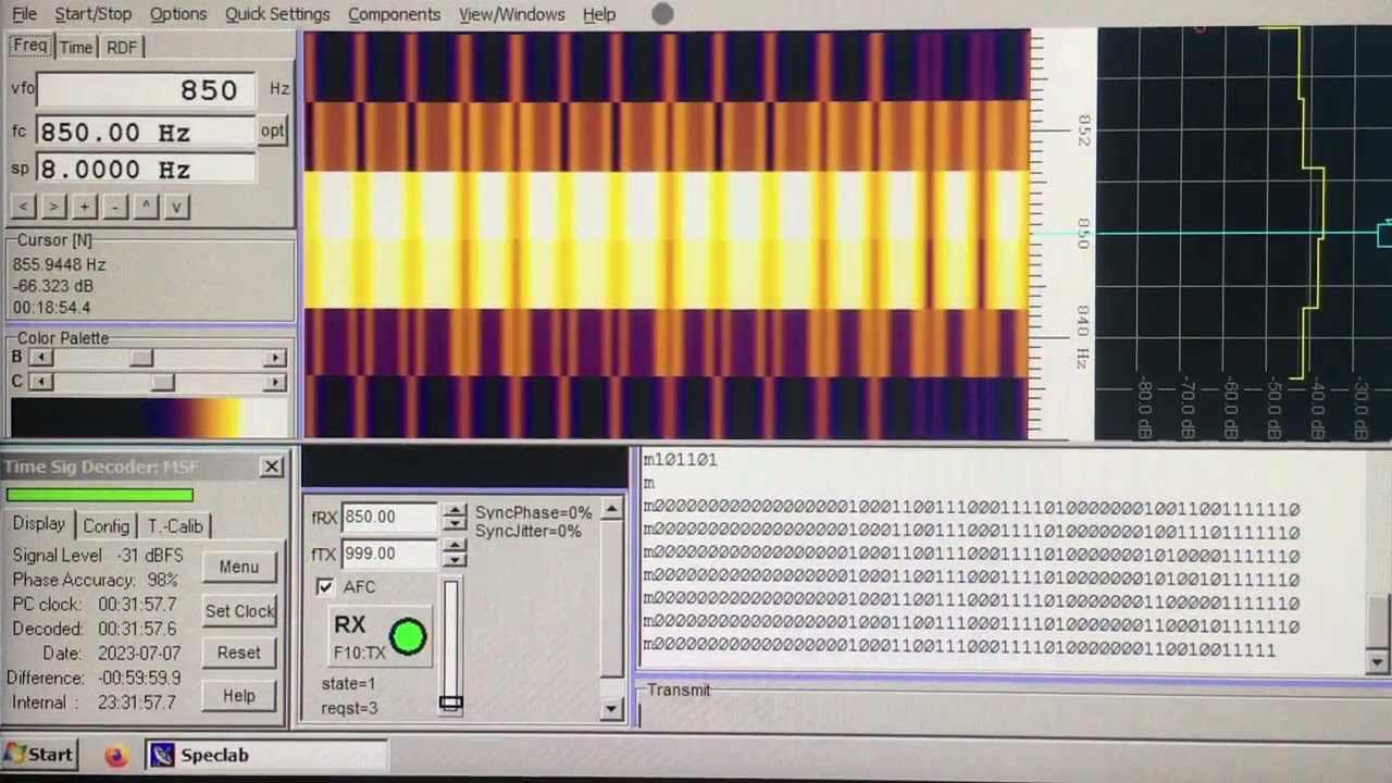 MSF time signal reception and decoding
