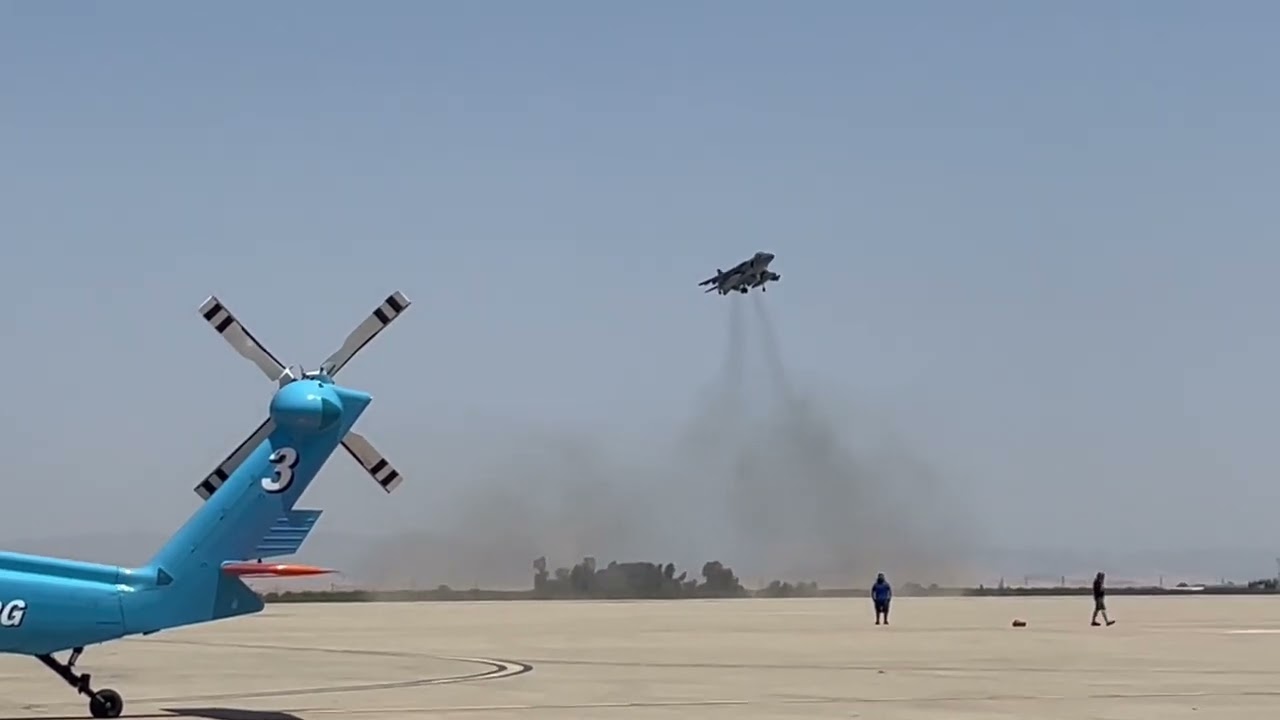 Last flight of the Harrier- One last hover before joining Castle Air Museum Atwater