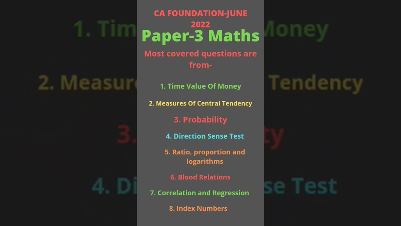 #CA FOUNDATION JUNE 2022 EXAMS #MATHS PAPER 3