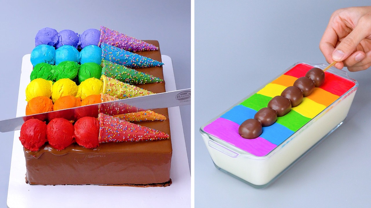 Amazing Rainbow Chocolate Cake Decorating Recipe | How To Make Chocolate Dessert