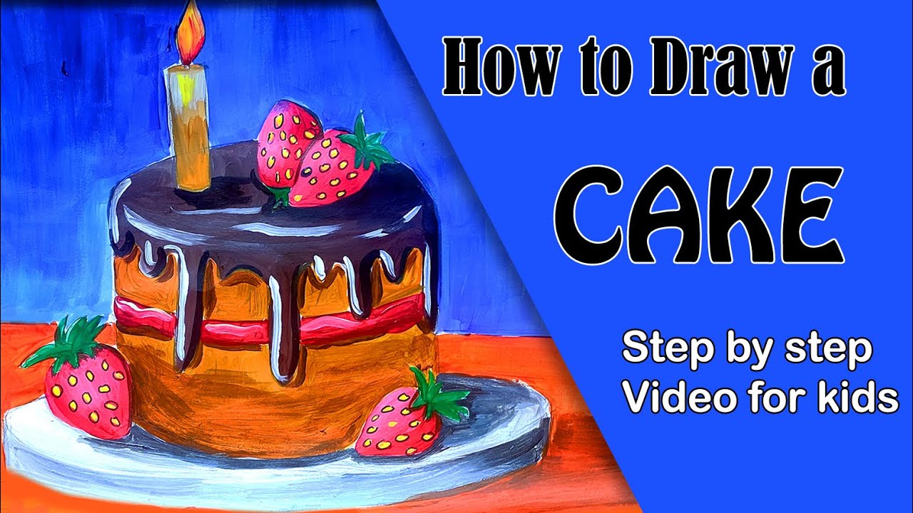Birthday Cake Drawing Step by Step - Easy Art Tutorial | Drawing for Competition | How to Draw Cake