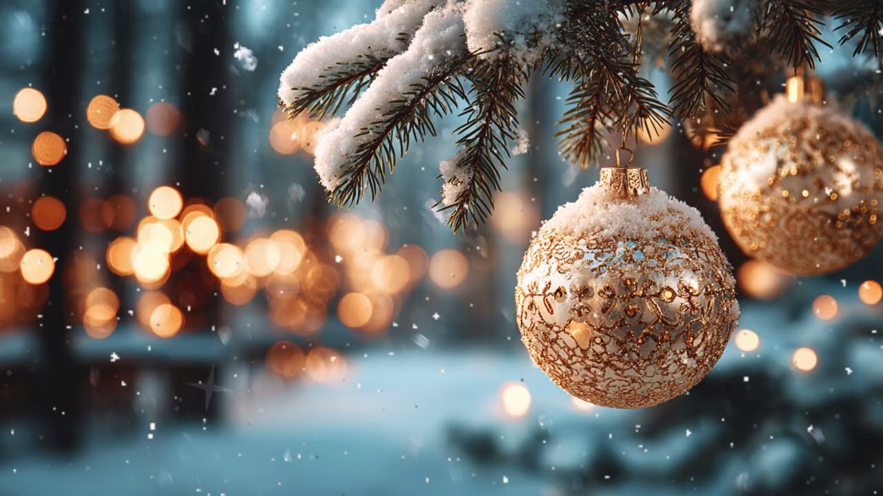 Gold Christmas Ornament Screensavers | Cozy Winter Ambience 4K | Festive Holiday Display