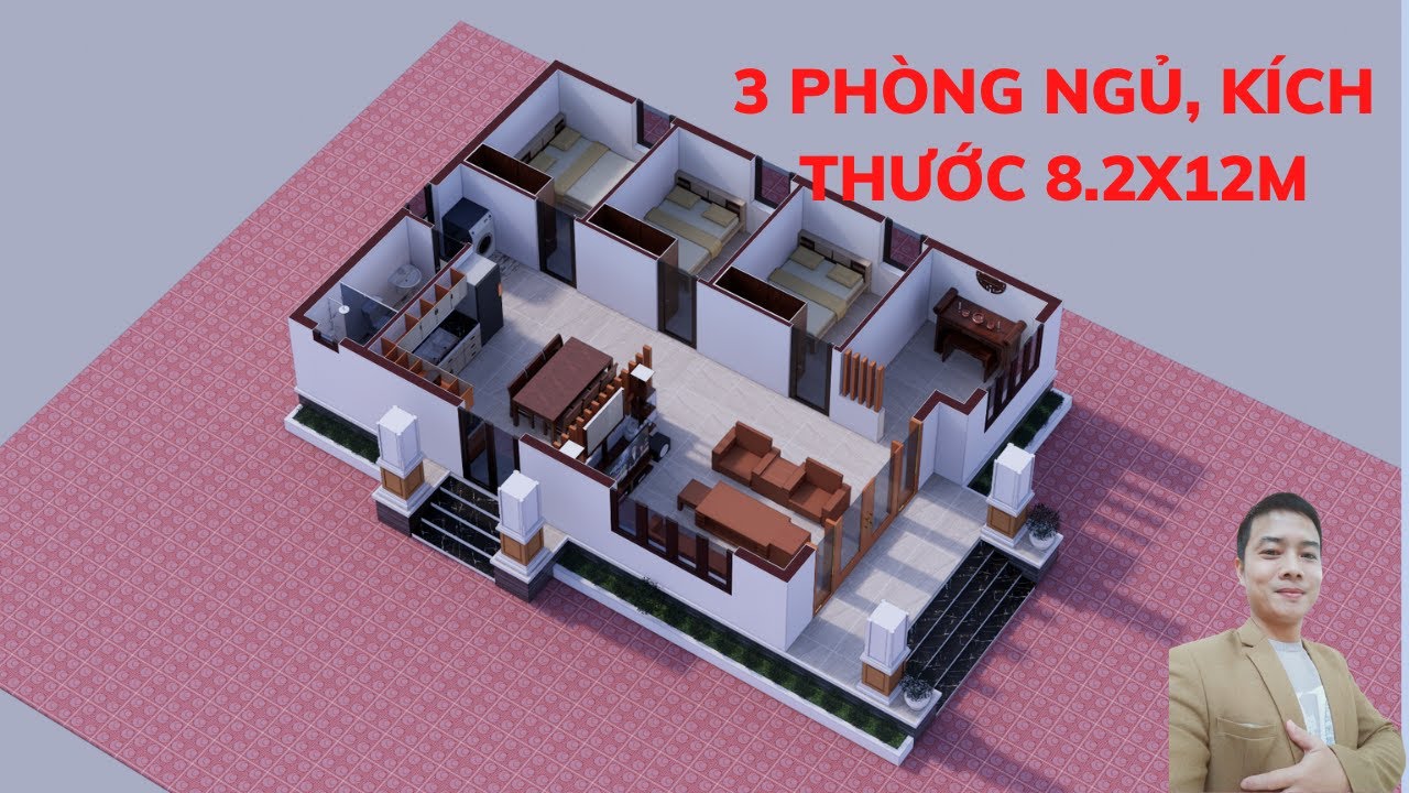Gợi Ý Mặt Bằng Nhà Cấp 4 Có 3 Phòng Ngủ Diện Tích Xây Dựng 120m2 Vô Cùng Tối Ưu | Nhà đẹp Bách Hợp