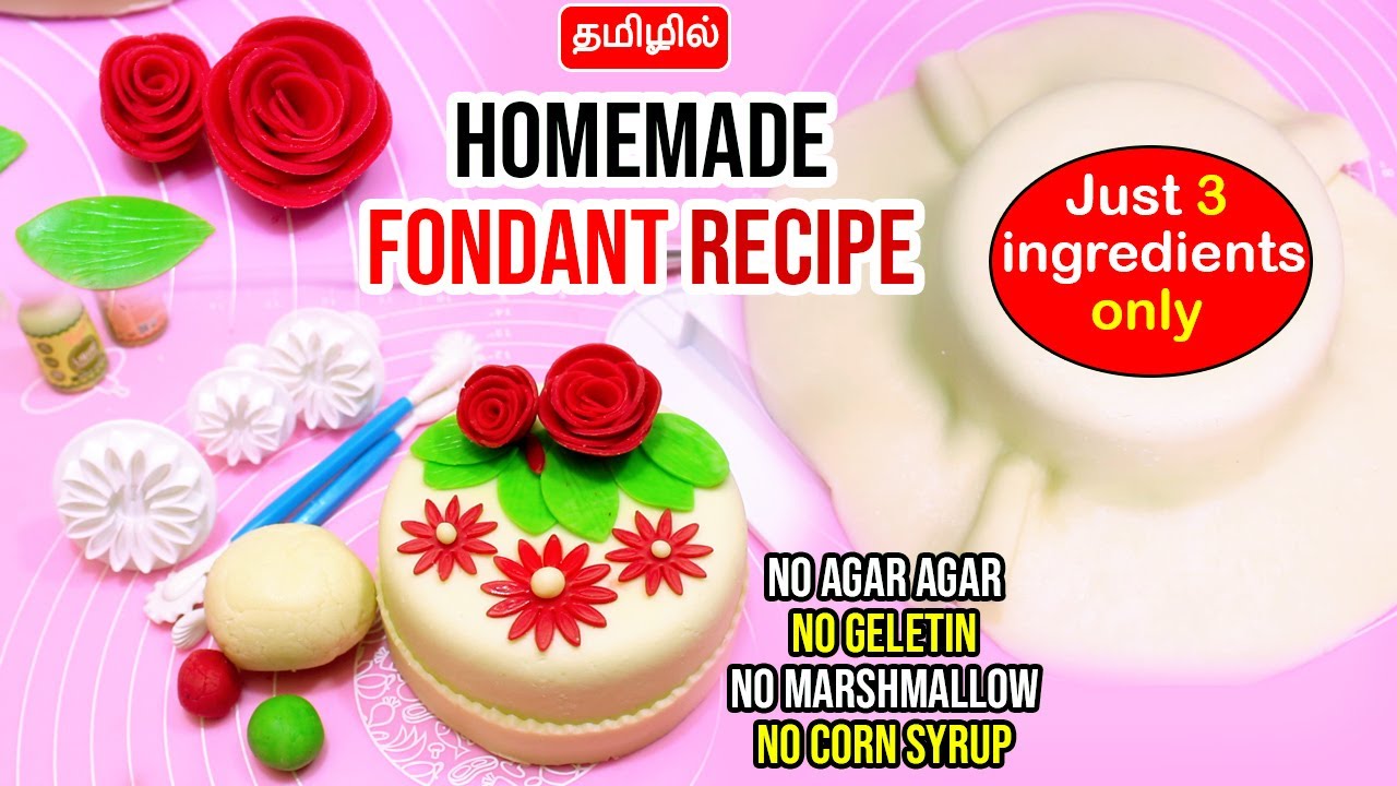 Homemade fondant recipe without geletin,agar agar,corn syrup,marshmallow | FONDANT in 3 ingredients