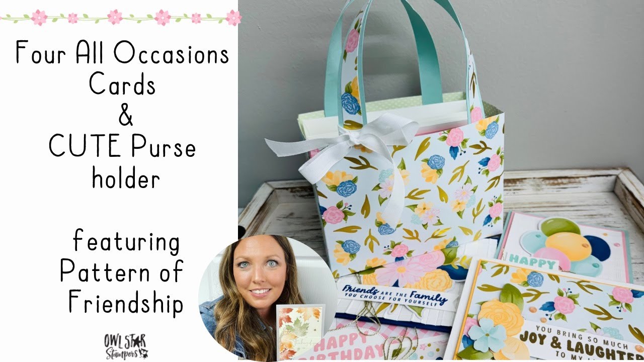 Making 4 Cards and a Purse Holder Featuring the Stampin’ Up! Pattern of Friendship Bundle