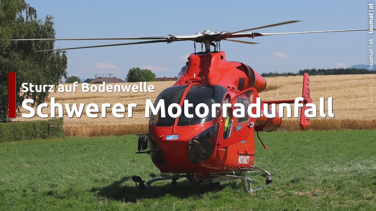 Schwerer Motorradsturz durch Bodenwelle auf Gmundener Straße bei Roitham am Traunfall