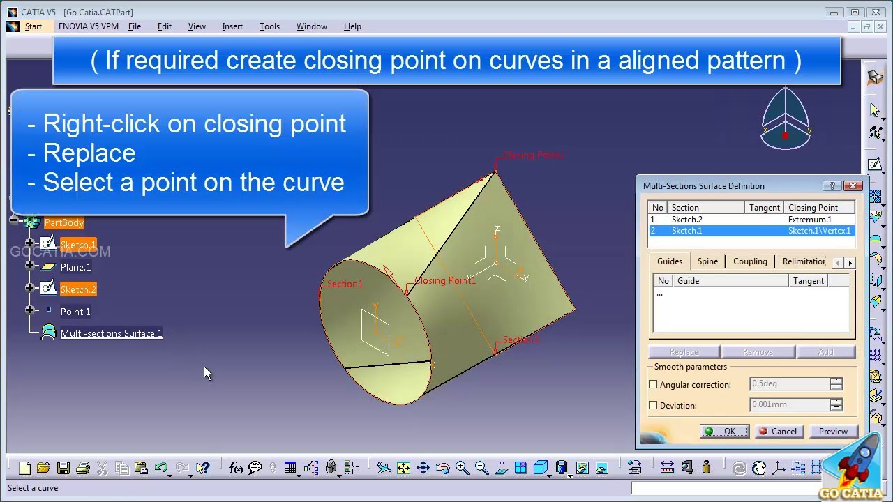CATIA GENERATIVE SHAPE DESIGN - Multi-sections Surface