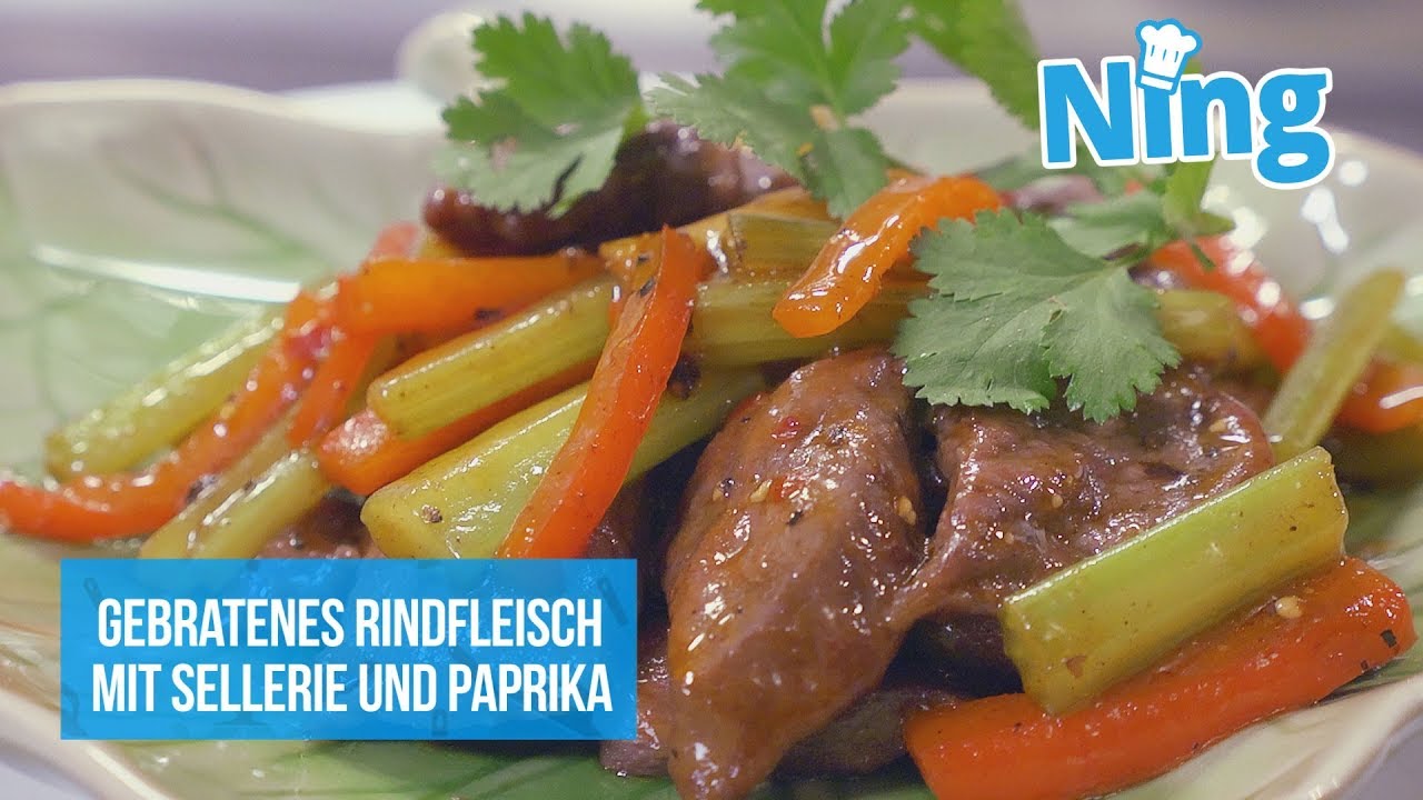 Super zart und lecker: Rindfleisch mit Sellerie und Paprika