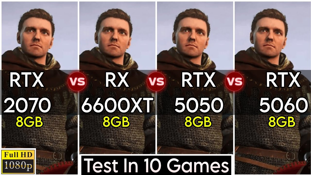 RTX 2070 vs RX 6600 XT vs RTX 5050 vs RTX 5060 - Test In 10 Games - 1080p