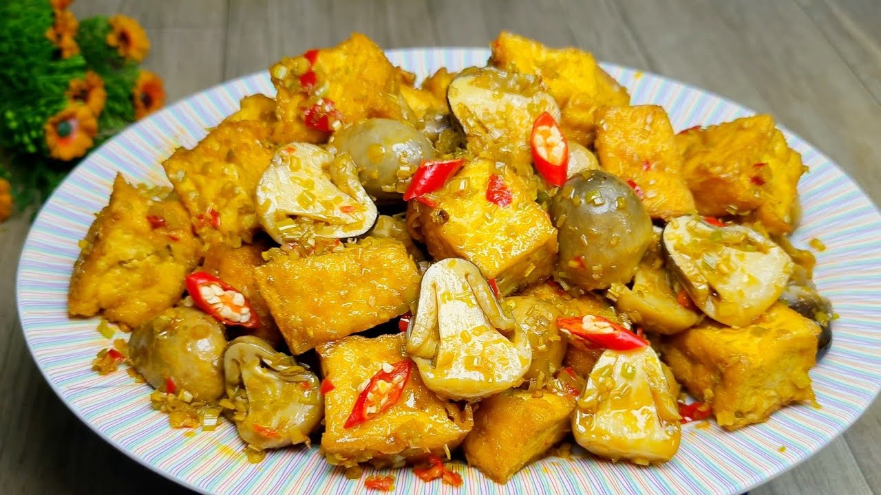 Món Chay Ngon - ĐẬU HŨ XÀO SẢ ỚT với nấm rơm xào món ăn chay dễ nấu@TÚLÊMIỀNTÂY