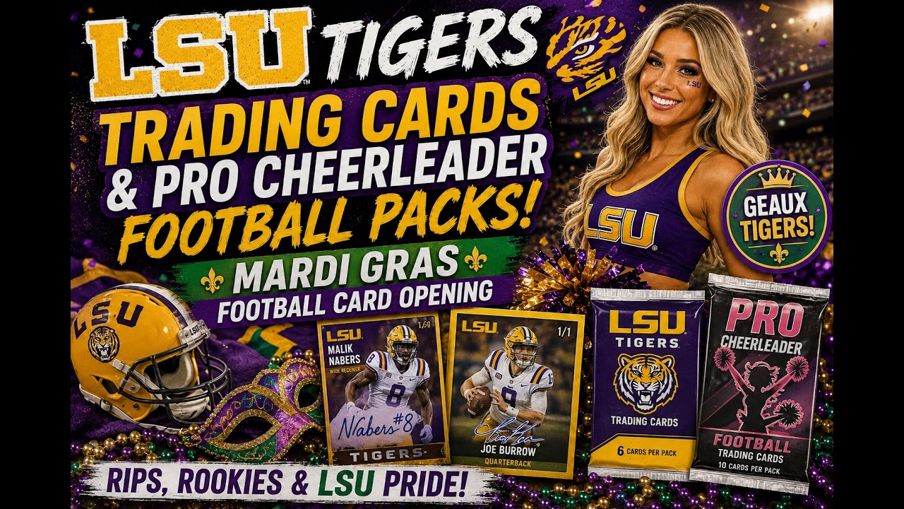 LSU Tigers Trading Cards & Pro Cheerleader Football Packs | Mardi Gras Football Card Opening