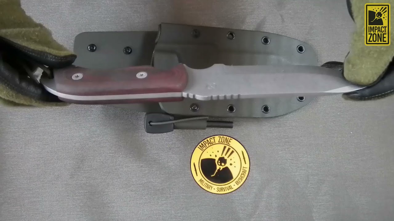 GP Knives NS4 D2 pochwa KYDEX TACTICAL + TEK LOK widziany  z bliska /  close up