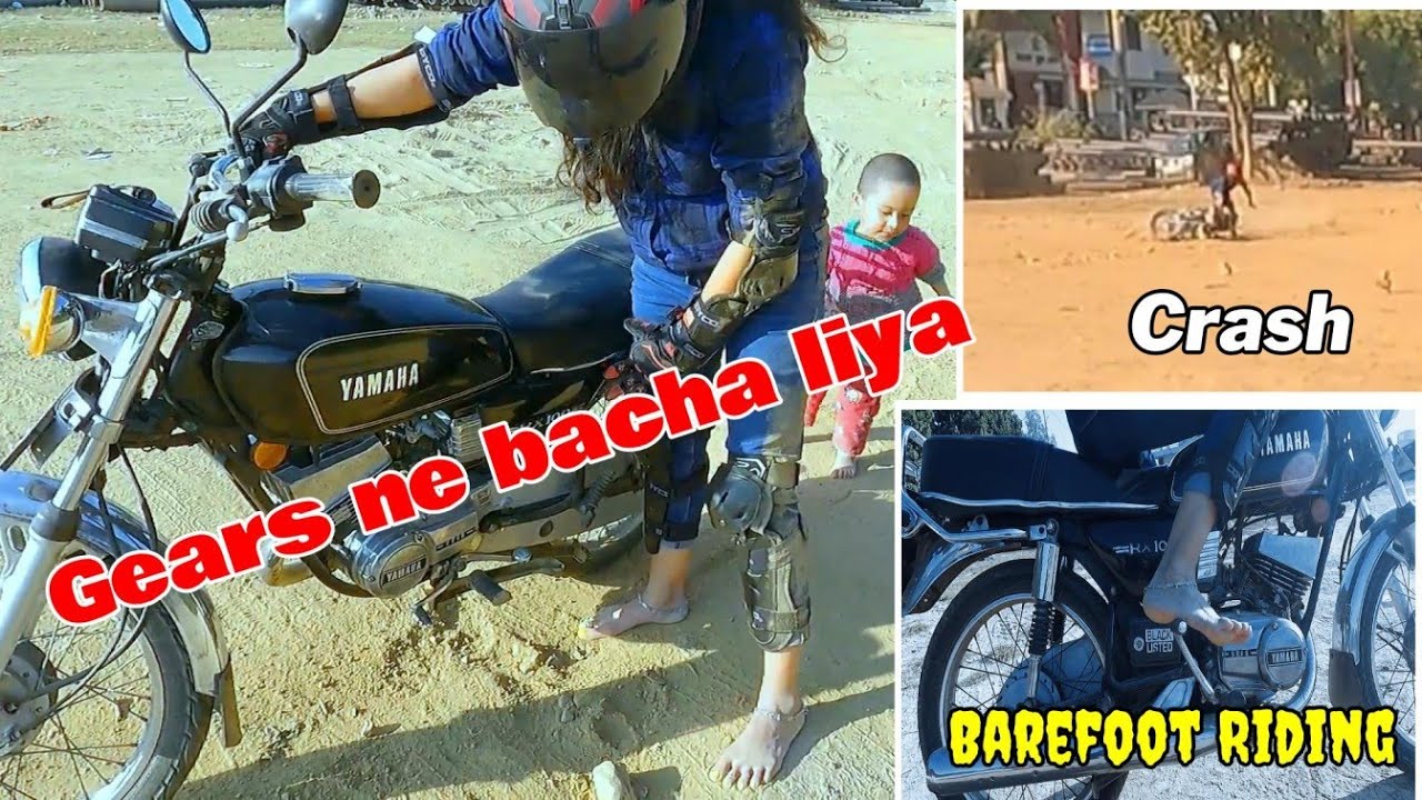 Live Bike Crash || Barefoot Girl Riding Yamaha Rx100 #crash #yamaha #rxking #rx100 #135 #dehradun