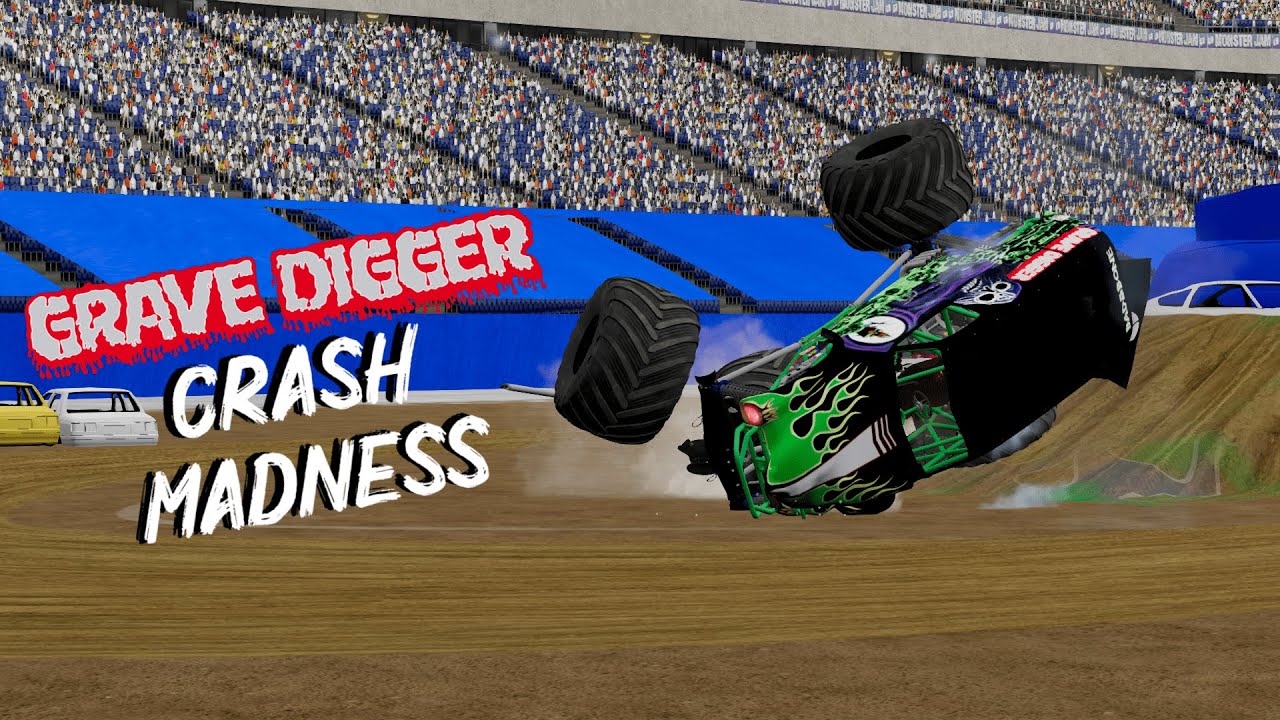 Monster Jam BeamNG Crash Madness Grave Digger Edition!