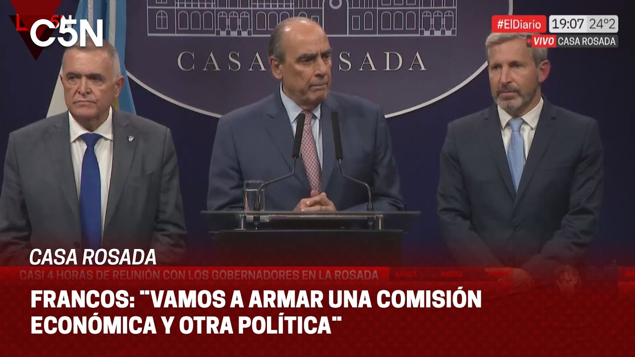 CONFERENCIA de PRENSA de FRANCOS, JALDO y FRIGERIO tras la REUNIÓN con los GOBERNADORES