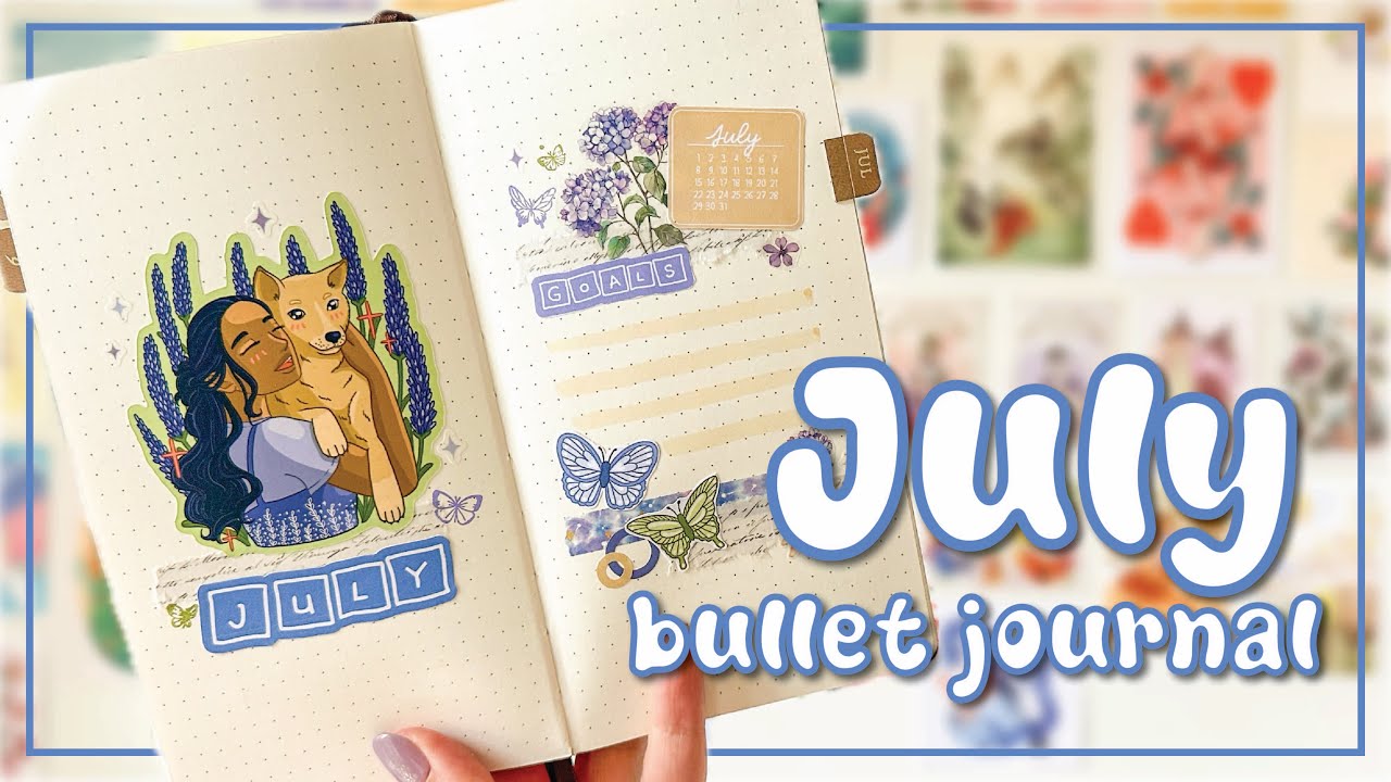 JULY 2024 PLAN WITH ME | Shiba Inu and Floral Bullet Journal Theme
