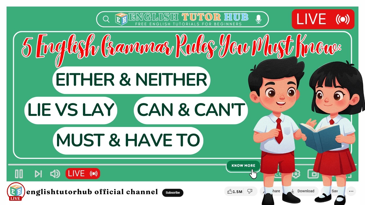 5 English Grammar Rules You Must Know: Either & Neither, Lie vs Lay, Can & Can't, Must & Have To