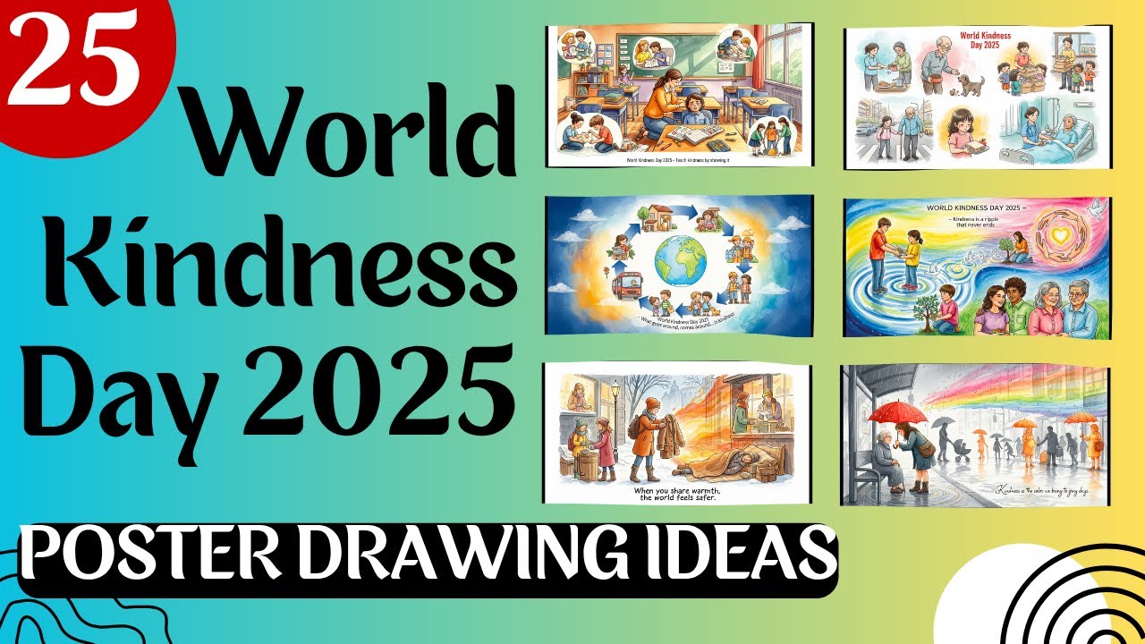 World Kindness Day Poster 2025 | 25 Kindness Day Poster Drawing Ideas 2025
