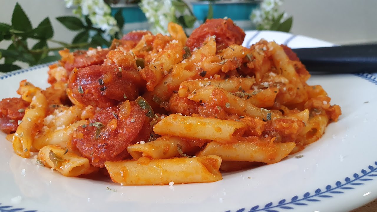 MACARRONES CON CHORIZO receta fácil muy sabrosa