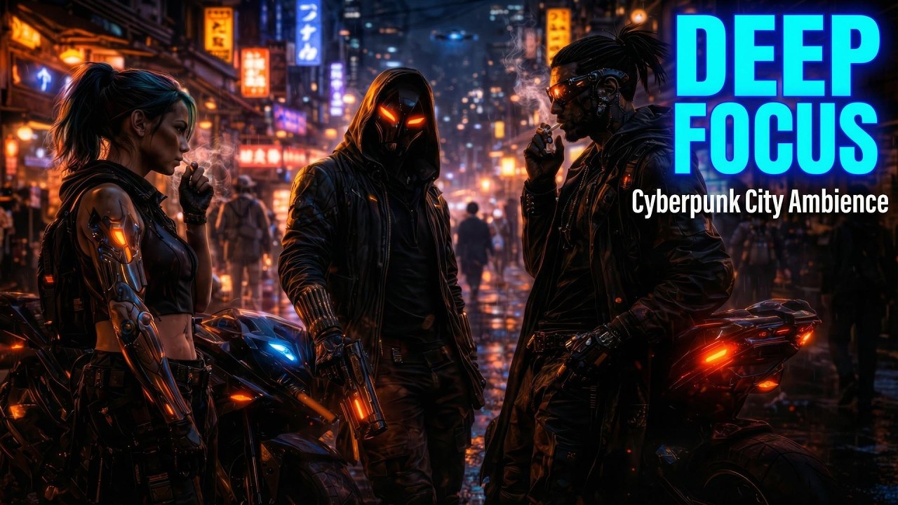 DEEP FOCUS – Cyberpunk City Ambience & Dark Ambient Music for Studying & Work (1 Hour)