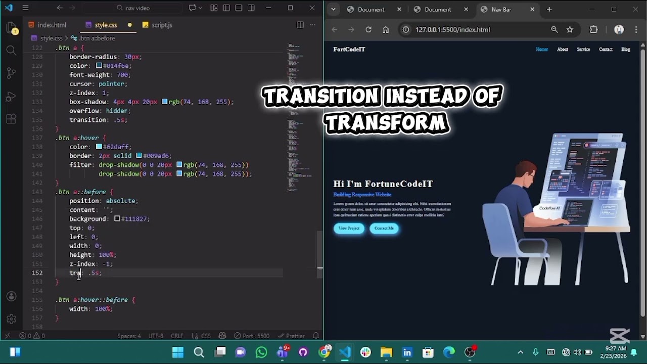 How to Build a Responsive Portfolio Website (Hero Section) | HTML & CSS @codehal   @CodeWithHarry 