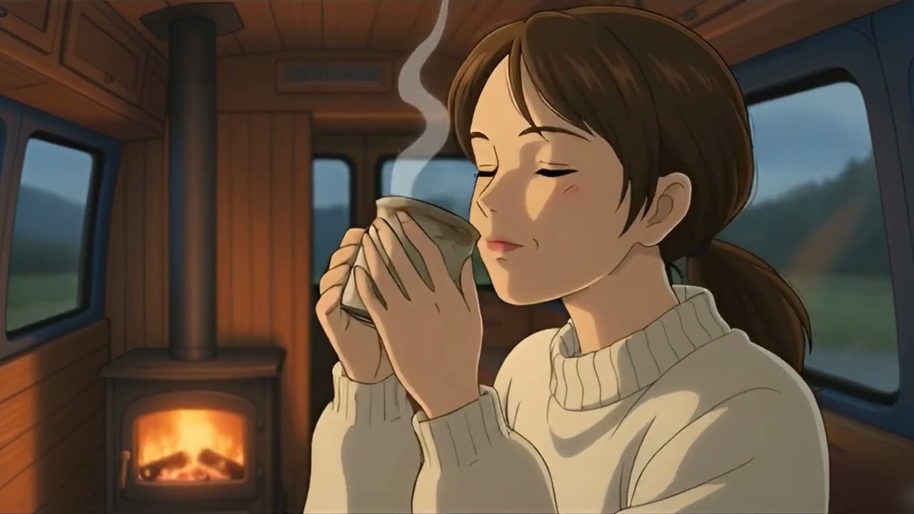 A Rainy Day in Our Mountain Van Home 🌧️ Cozy Family Story by the Sea | Relaxing Ghibli ASMR