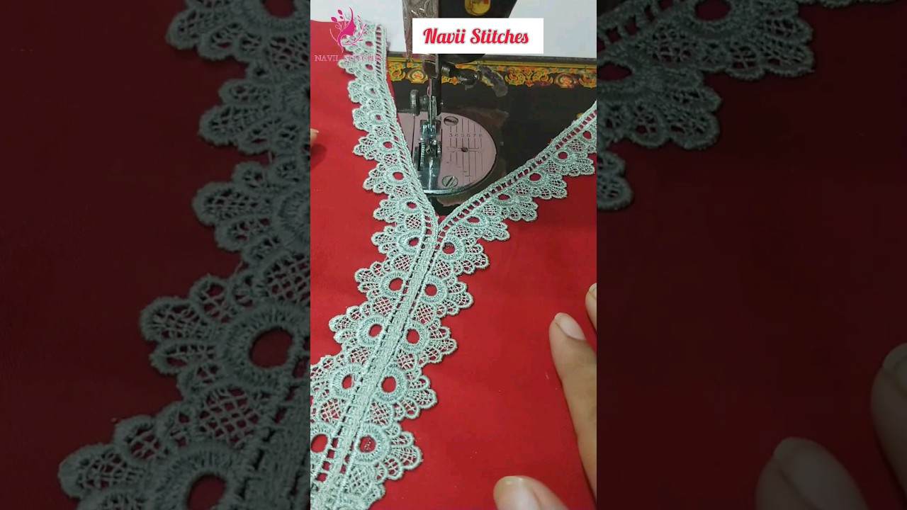 Lace attached on V Neck Using Sewig Tips and Tricks #shorts #shortsfeed #sewinghacks