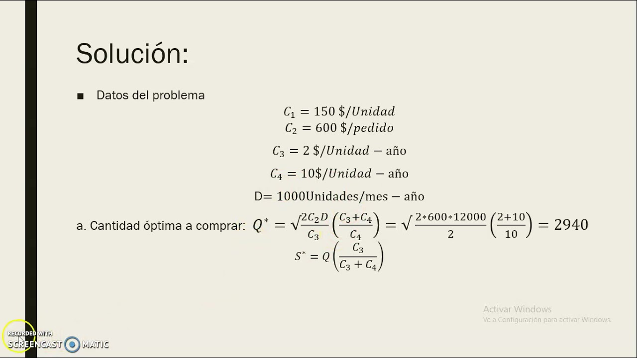 MODELO DE INVENTARIO compra CON D&Eacute;FICIT