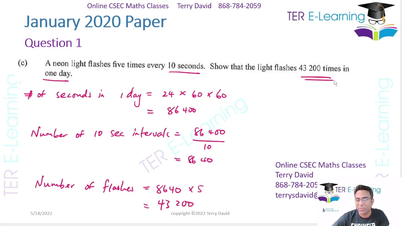 CSEC Maths - January 2020 Question 1 and 2 (Terry David)