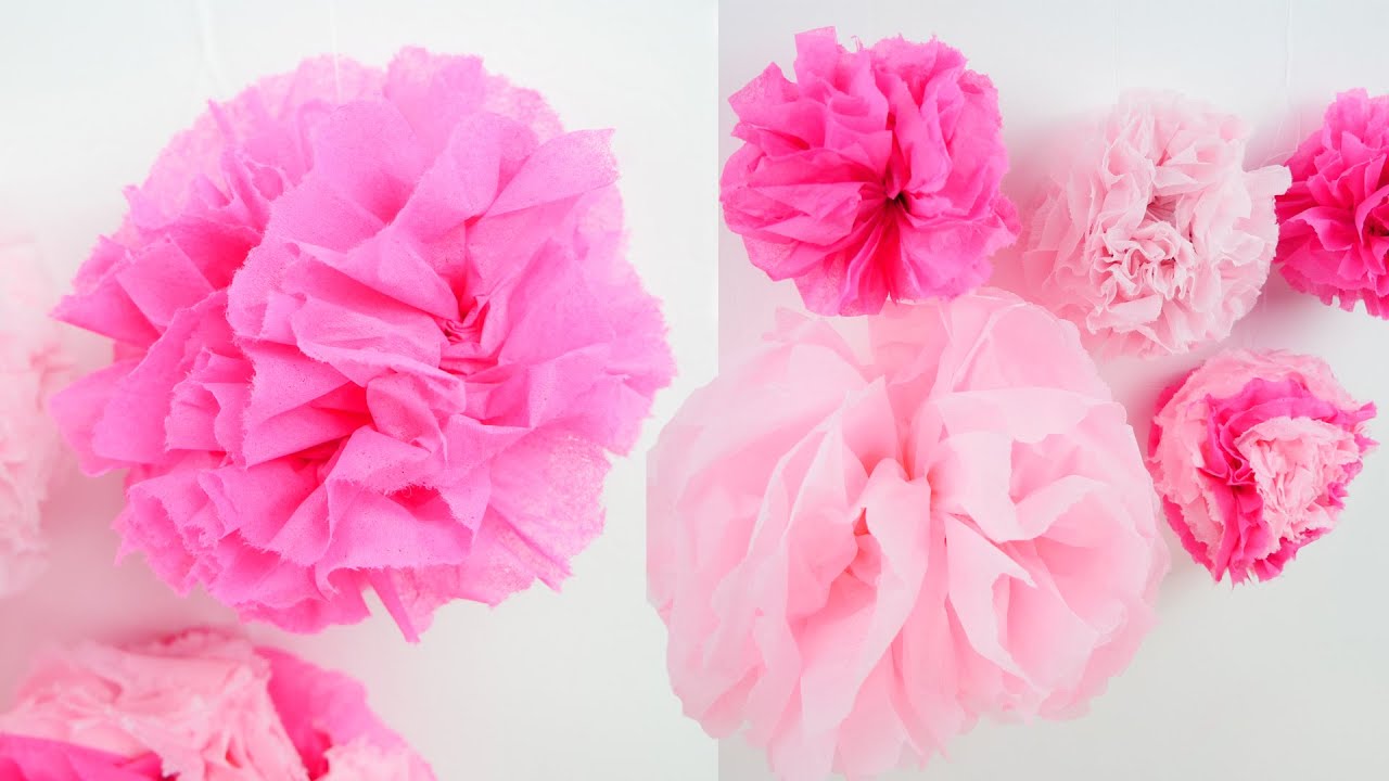 DIY Pompoms aus Servietten | Serviettenblumen | Hochzeitsdeko, Taufdeko, Baby Shower Partydeko