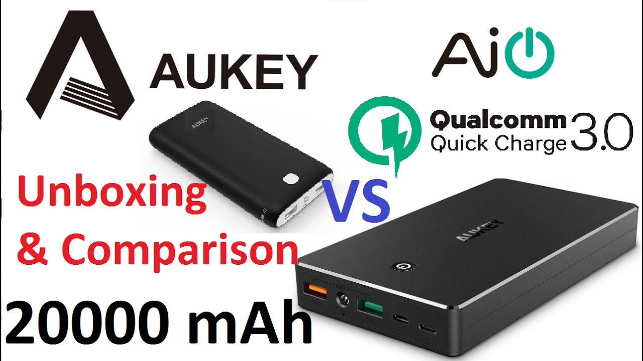 UNBOXING & Comparison : AUKEY 20000 mAh Qualcomm QuickCharge 3.0 Power Bank - MicroUSB / Lightning