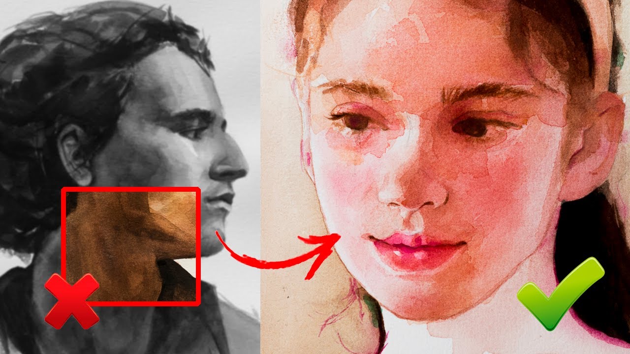 Mejora el COLOR PIEL de tus RETRATOS EN ACUARELA corrigiendo estos 3 ERRORES