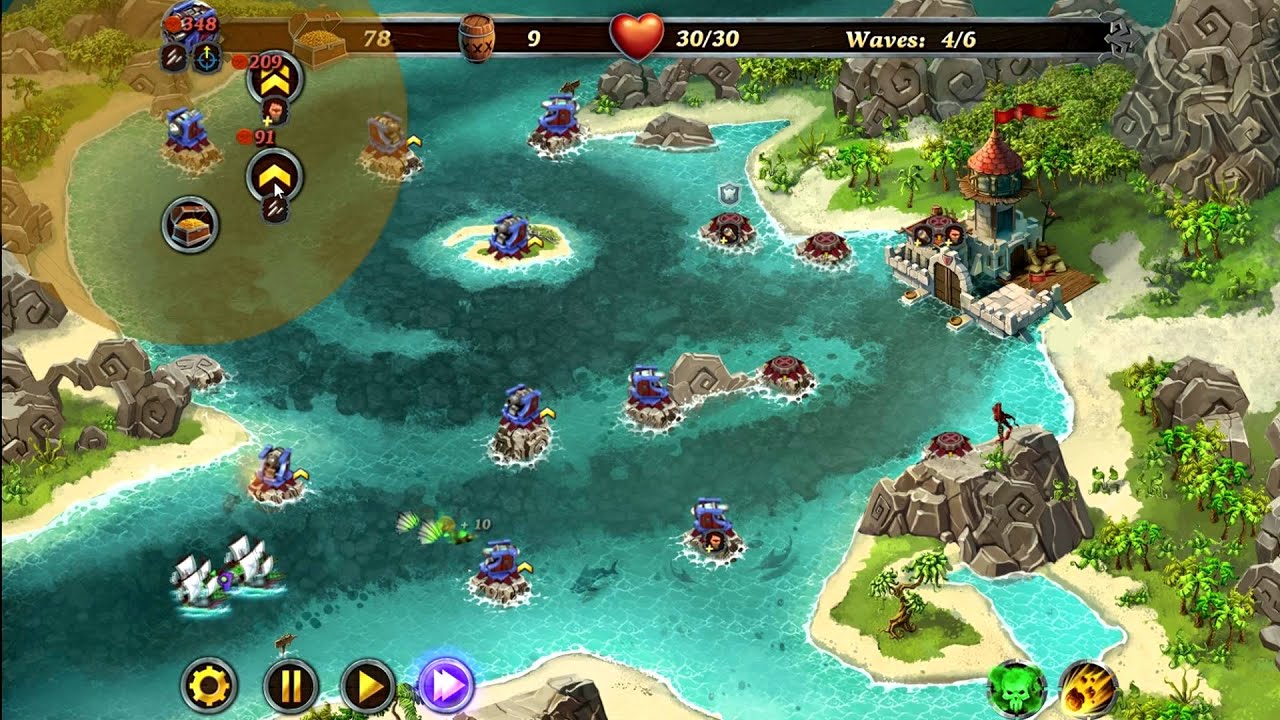Fort Defense Caribbean Sea Level 1-8 Hard 3 Stars