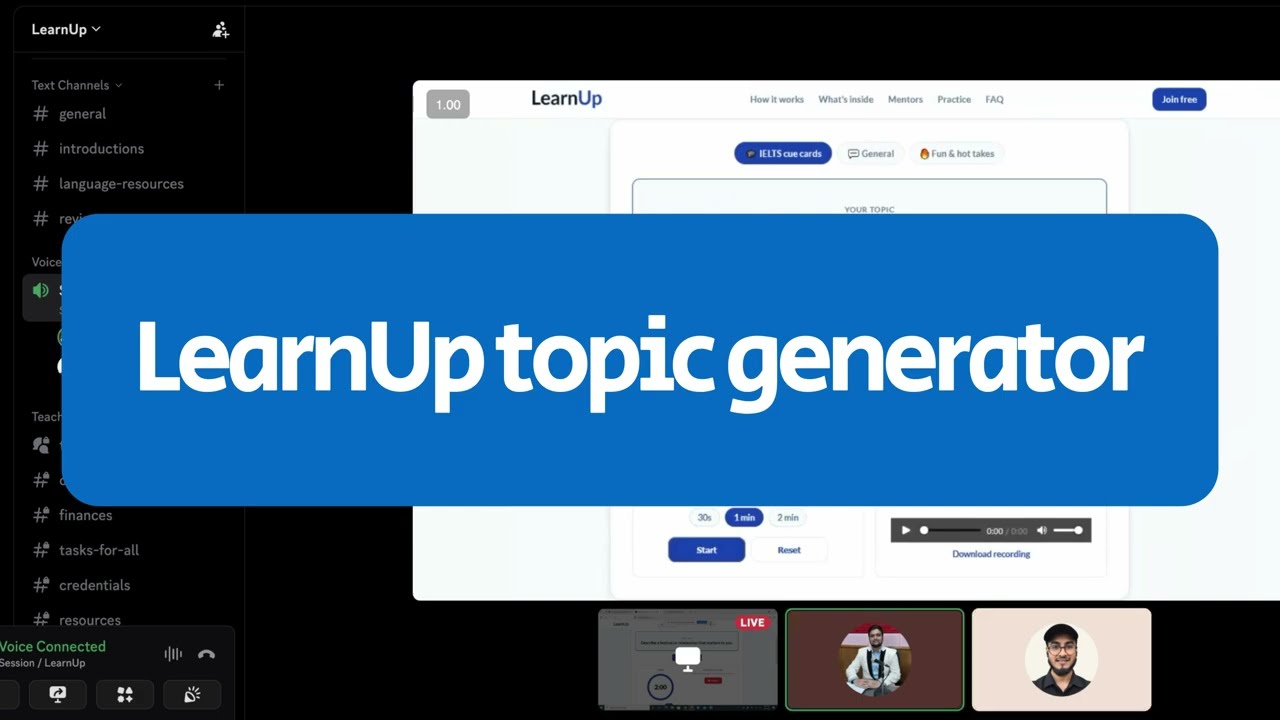 Practice English Speaking with LearnUp Topic Generator