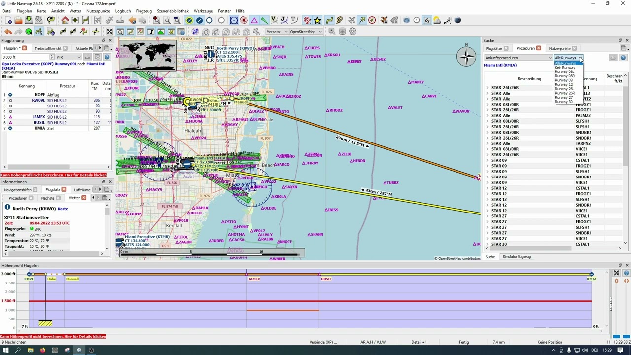 Flugplan erstellen mit Littlenavmap, einfügen von SID und ILS. Exportieren nach X-plane 11, deutsch