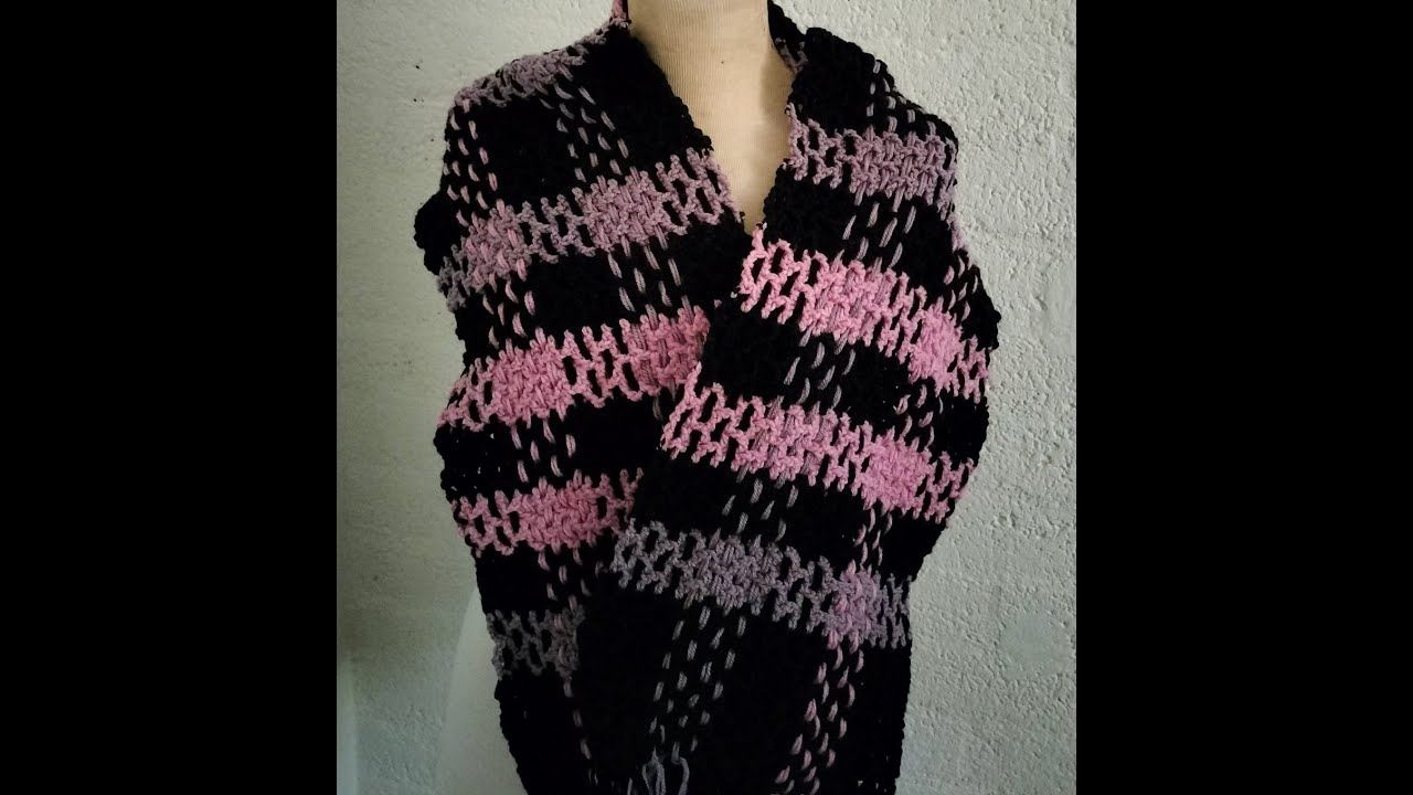 Leuke weefsjaal tartan sjaal haken met lossen en stokjes ook geschikt voor beginners