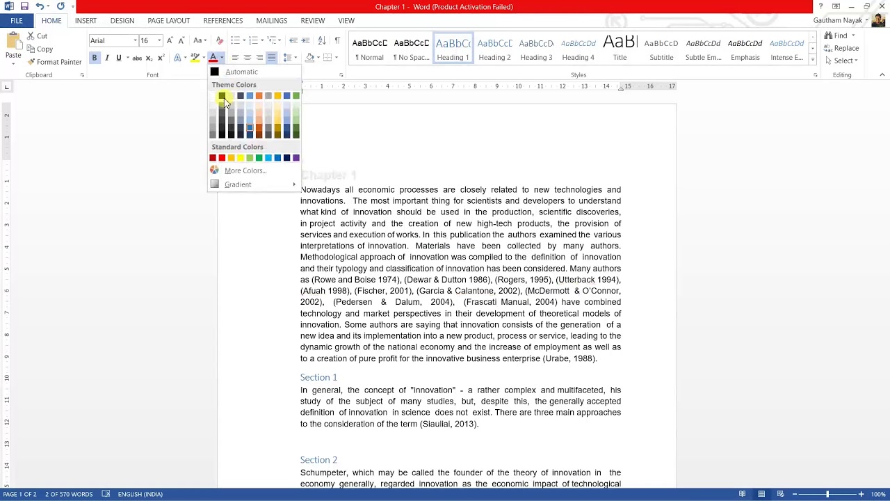 How to setup your project report document in Microsoft word | Gautham Nayak |