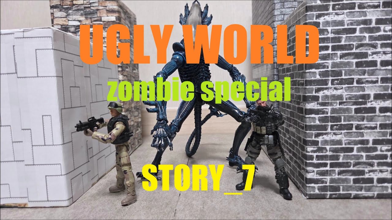 Toy military battle stop motion_[zombie special UGLY WORLD]...story 7 Let`s fight with new friend
