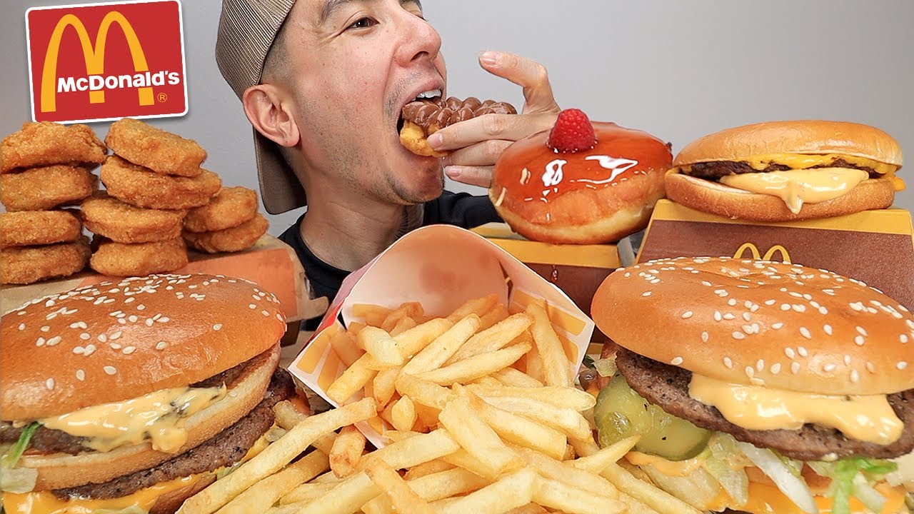 MUKBANG EATING MCDONALD'S EXTRA BIG MAC BURGERS, CRISPY CHICKEN NUGGETS, MCDONALD'S FRIES WITH RANCH