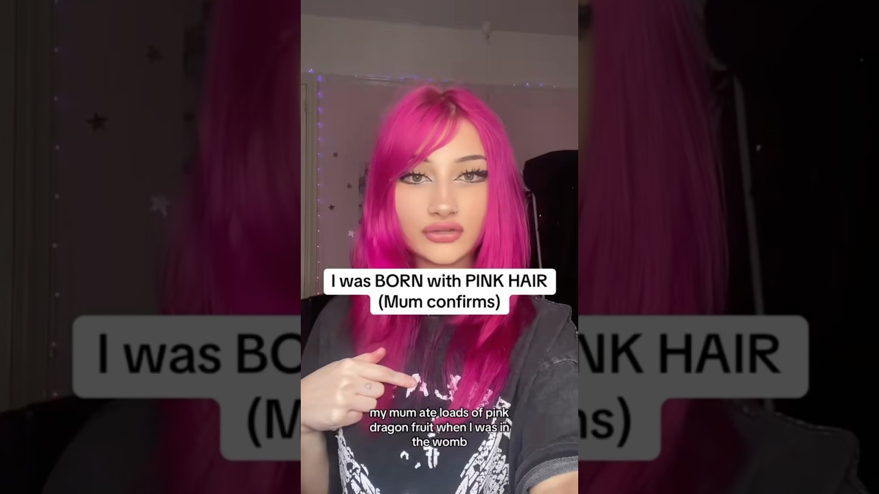 BORN WITH PINK HAIR😱 #pinkhair #natural
