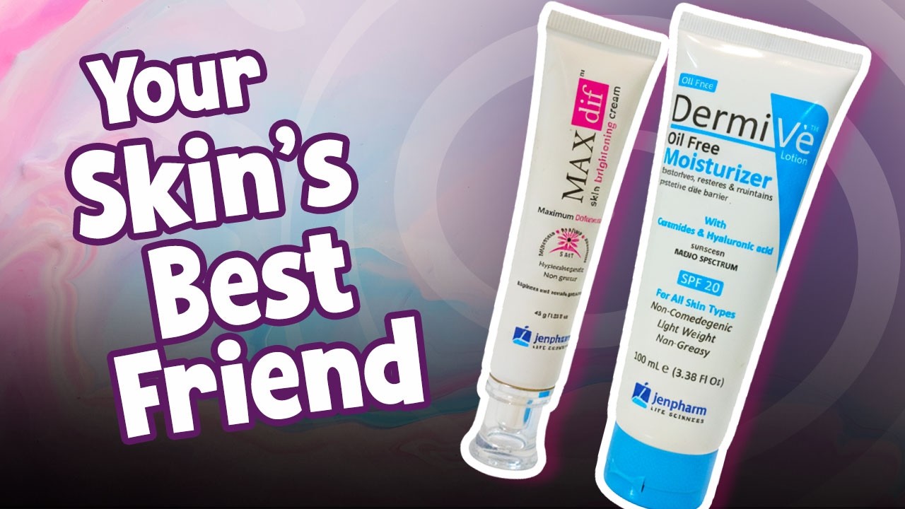 Skincare with Jenpharm Products (DermiVe Oil Free Moisturizer and Max dif skin Brightening cream). 