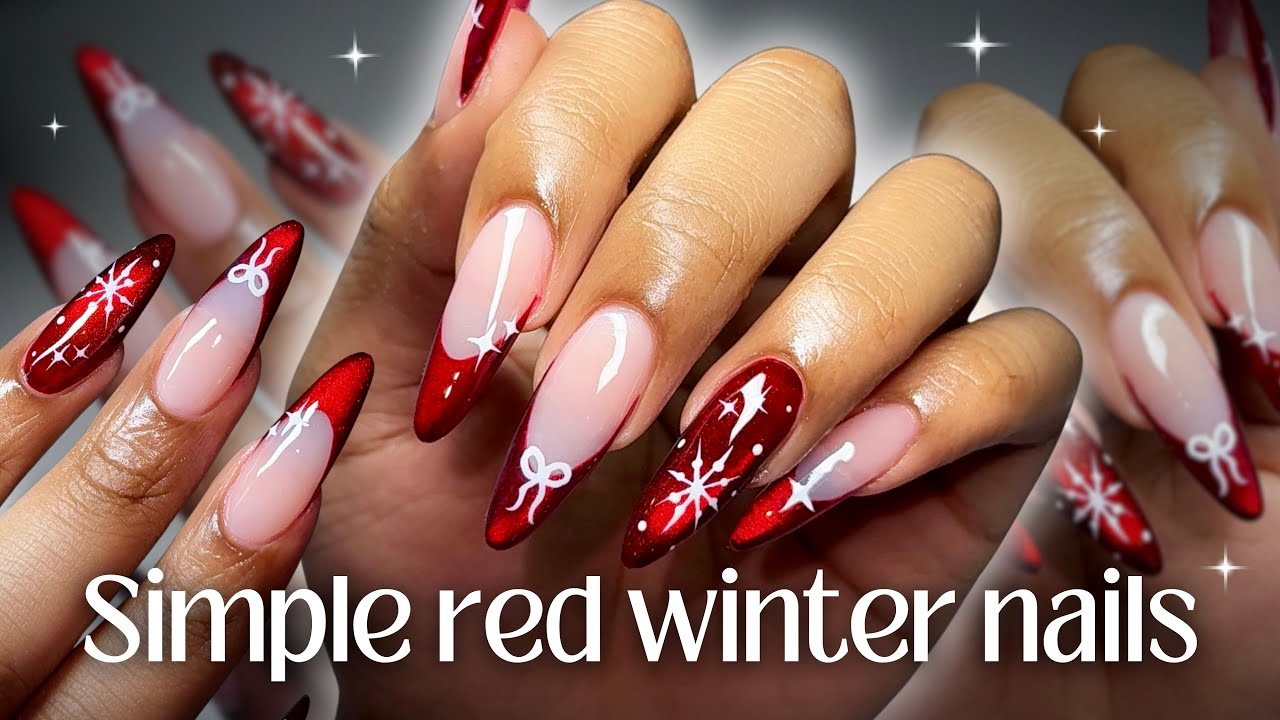♥️Red Velvet Winter nails ⟡ beginner friendly polygel nail tutorial🧣❄️ | Christmas nails