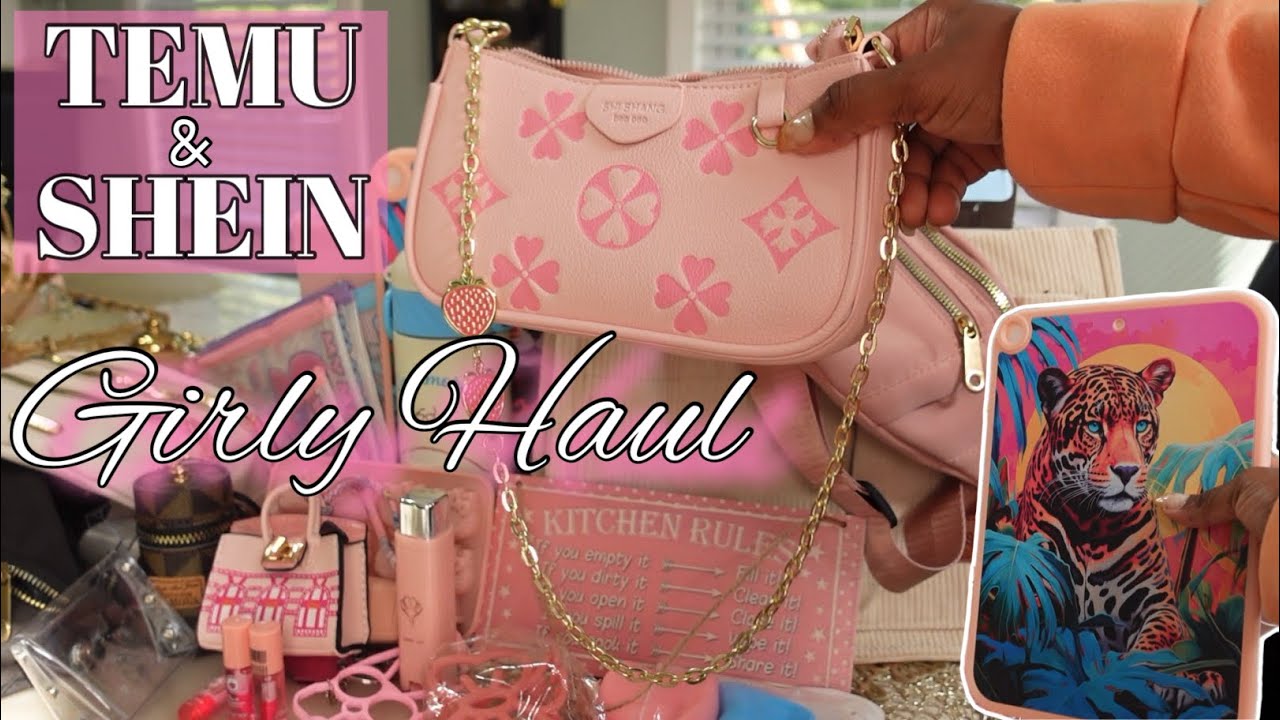 SHEIN DESIGNER DUPE FIND?! Girly TEMU & SHEIN shopping haul | PINK GIRLY FINDS