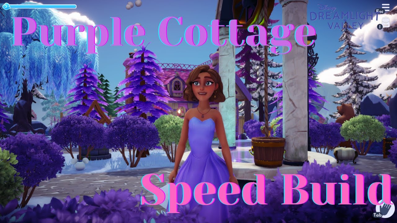 Minnie's Cozy Pink + Purple Cottage Speed Build - Disney Dreamlight Valley