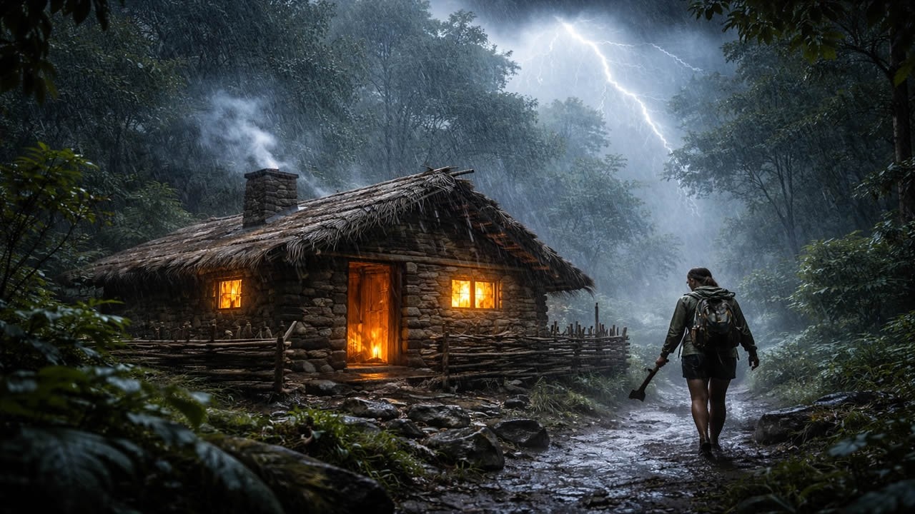 🎥 120 Days Solo: Building a Fortress through Storms! (Epic Life) ⛈️🏠🌲