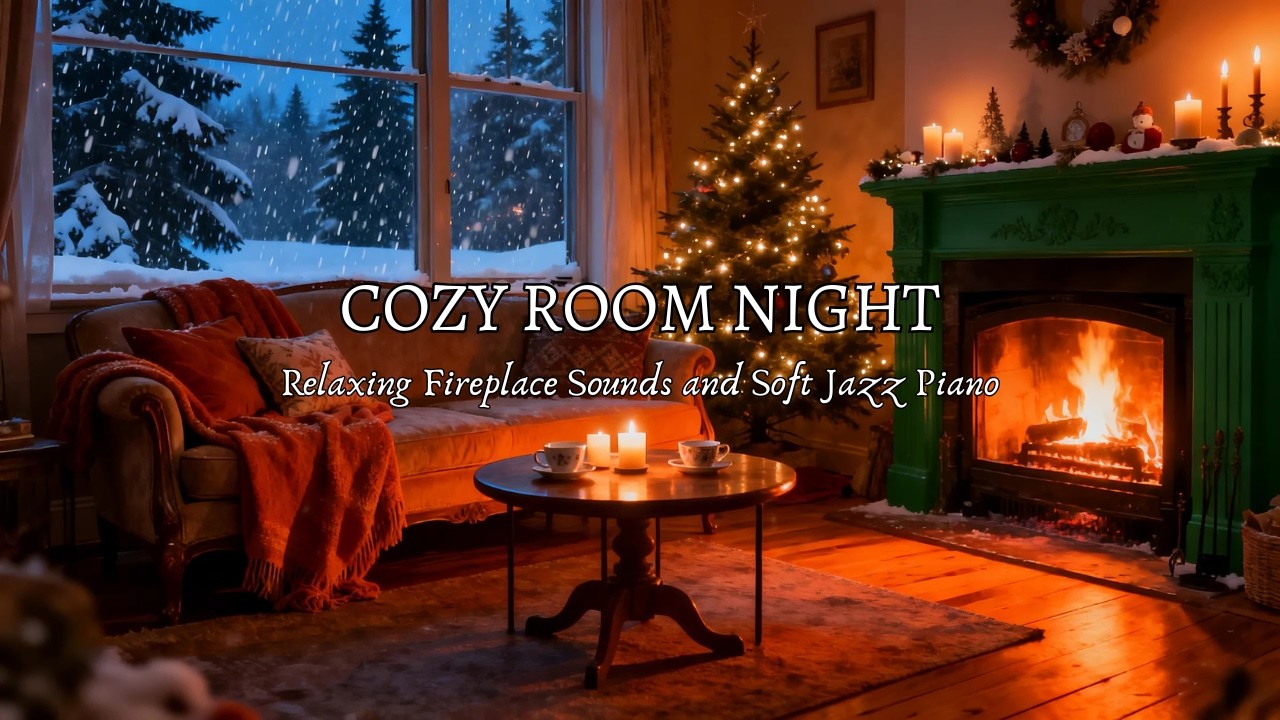 THIS FIREPLACE WILL MELT YOUR STRESS | Cozy Winter Jazz Piano for Deep Sleep