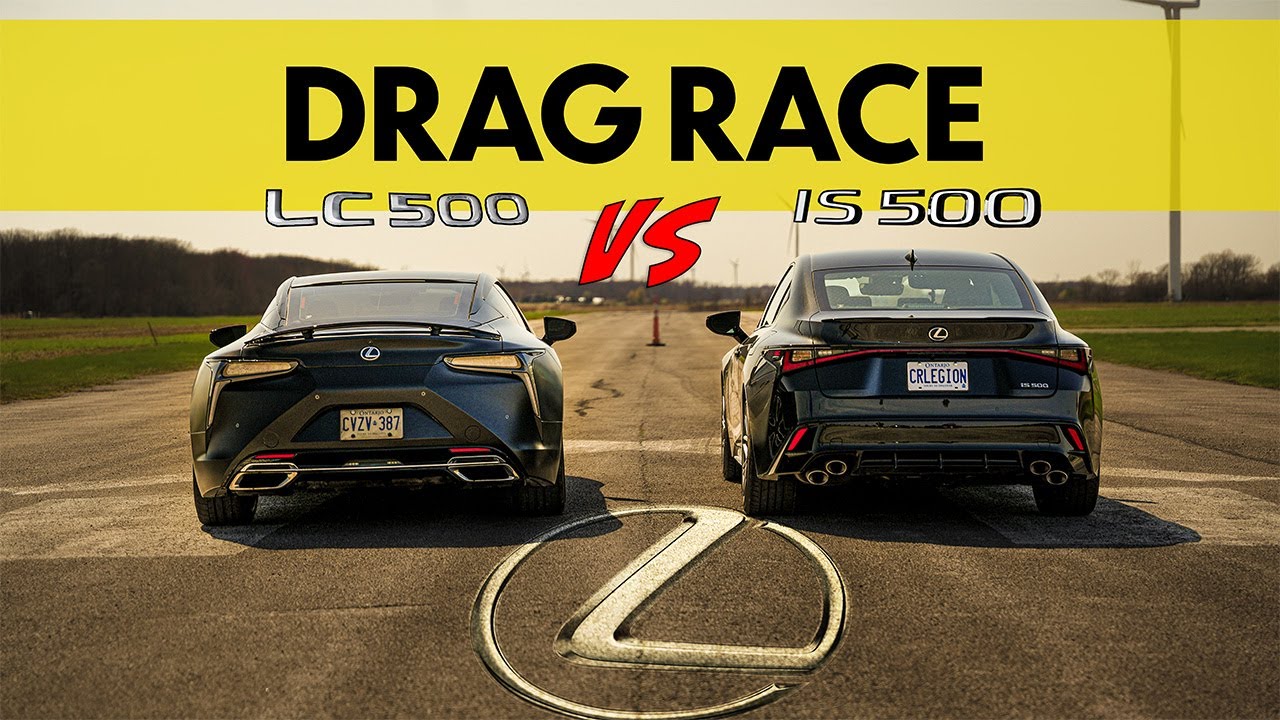 2022 Lexus IS500 vs Lexus LC500, same engine, same result? Drag and Roll Race.