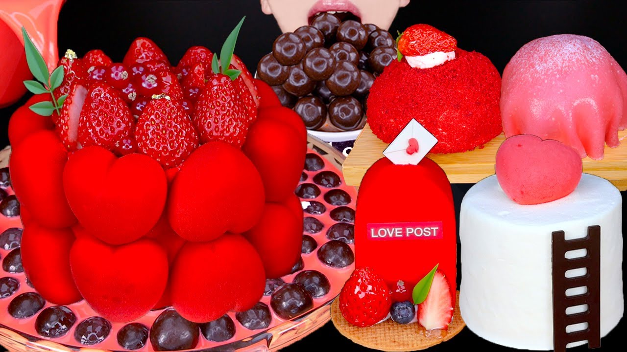 ASMR STRAWBERRY CHOCOLATE CAKE MALTESERS MAGNUM ICE CREAM NUTELLA DESSERT MUKBANG 먹방咀嚼音EATING SOUNDS