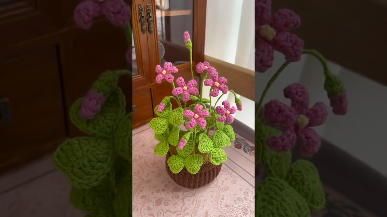 How to crochet flower pot part 4 #crocheteasyflower #crochetflowerpattern #crochet
