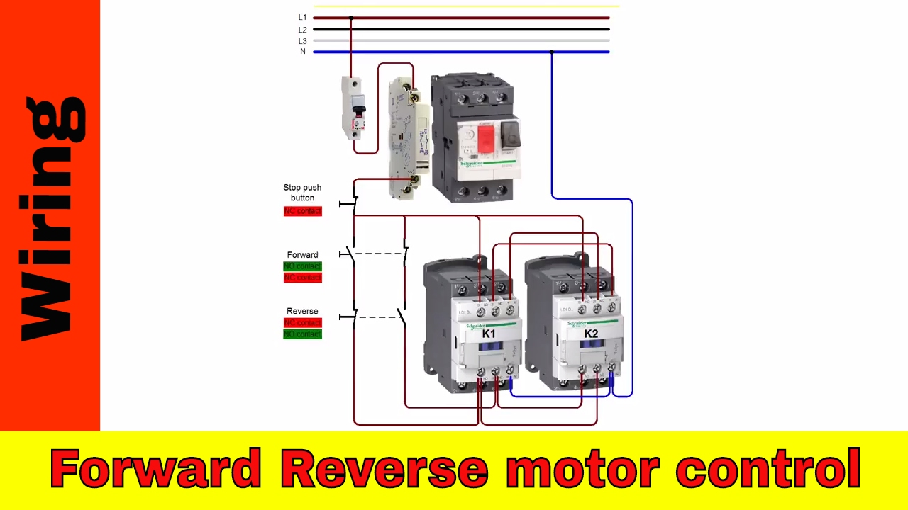 How to wire forward-reverse motor control and power circuit.
